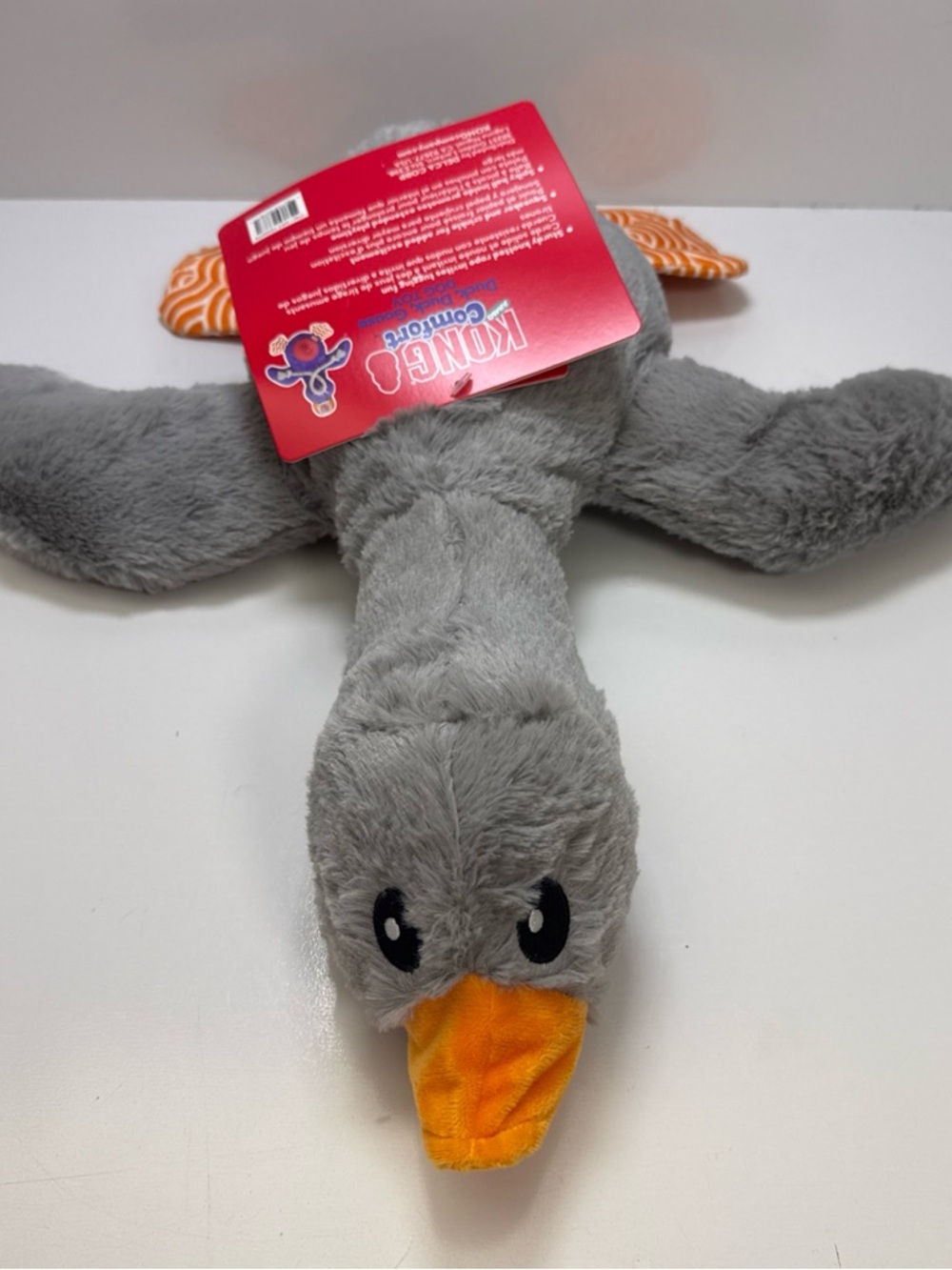 Plush Grey & Orange Duck Bird Toy - Soft Chewable Companion